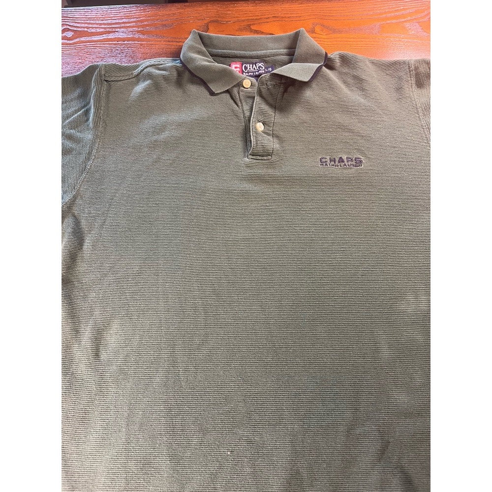 Vintage Chaps Ralph Lauren Long Sleeve Polo Green Collared Shirt Size Large